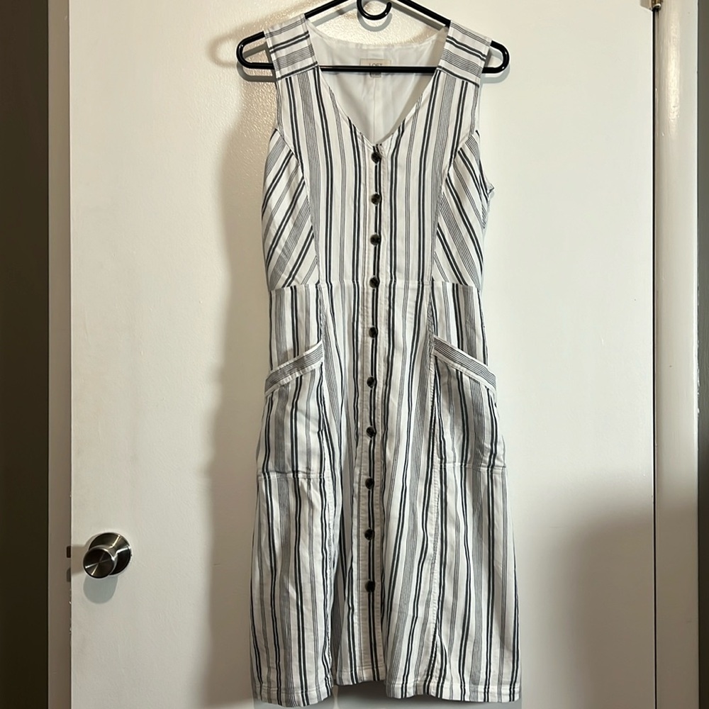 Loft Cotton Blend Dress With Pockets Size 6
